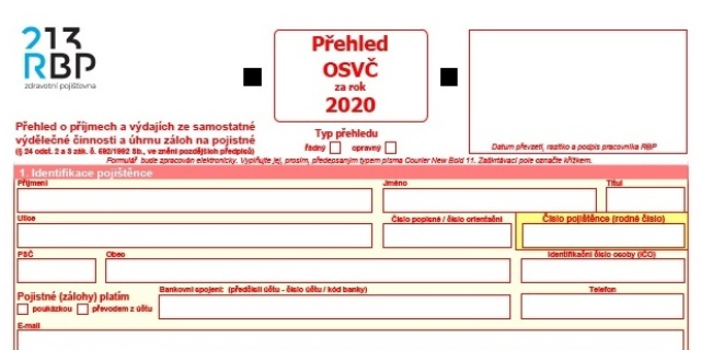 Termín pro podání Přehledu OSVČ za rok 2020